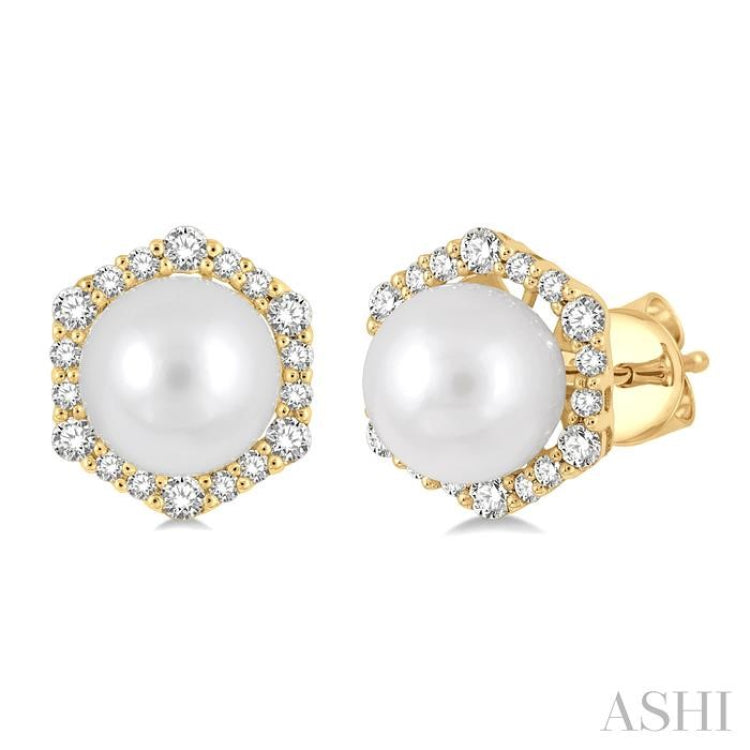 Pearl & Halo Diamond Fashion Earrings