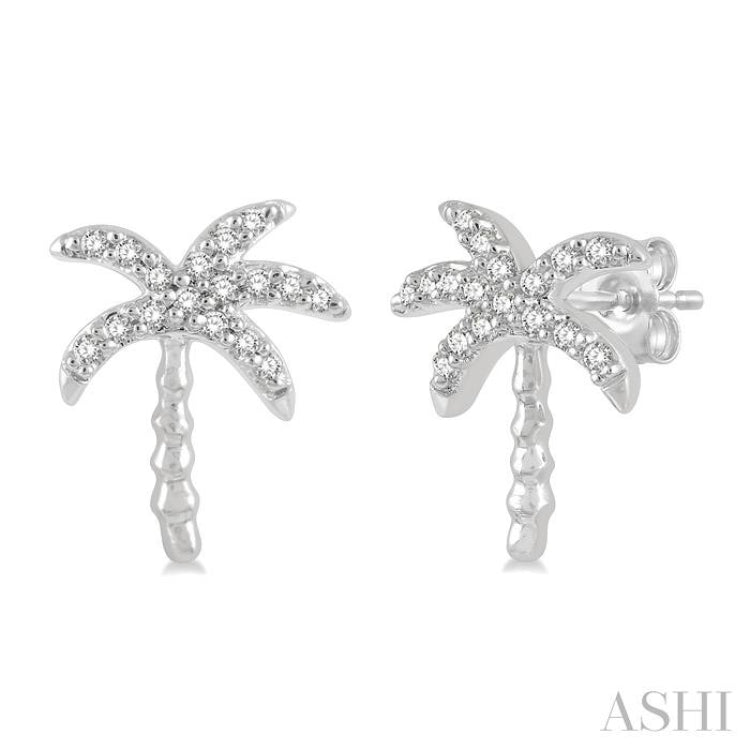 Palm Tree Petite Diamond Fashion Earrings
