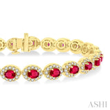 Oval Shape Halo Gemstone & Diamond Bracelet