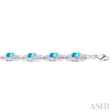 Silver Gemstone & Diamond Bracelet