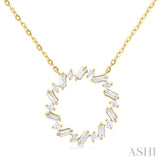 1/2 ctw Circle Baguette and Round Cut Diamond Scatter Necklace in 10K Yellow Gold